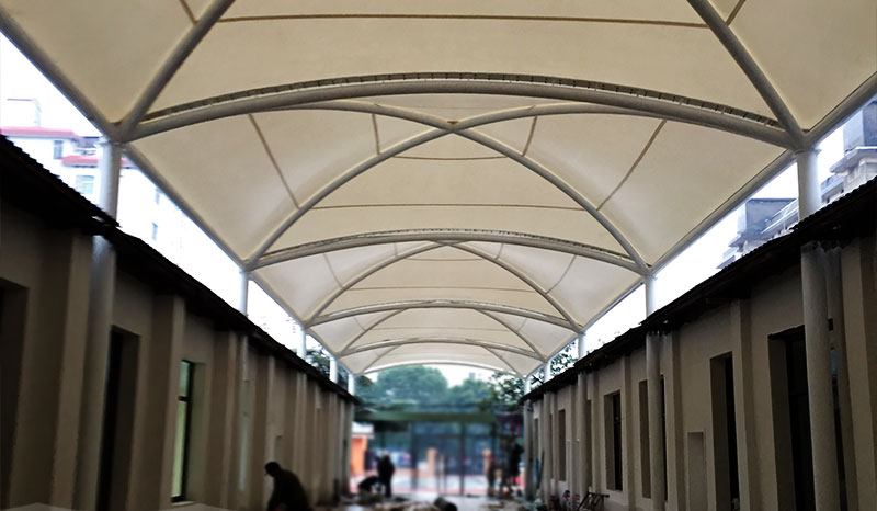 fabric covered gallery tensile structure