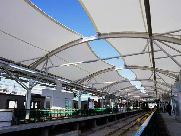 Tensile structure for train station