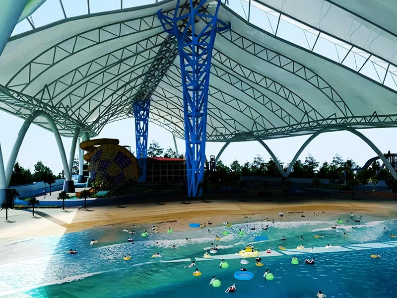 Thailand water park tensile structure fabric shading