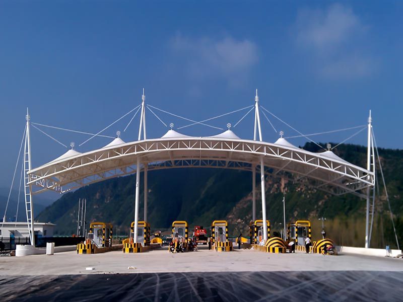 Indonesian highway toll station tensile structure