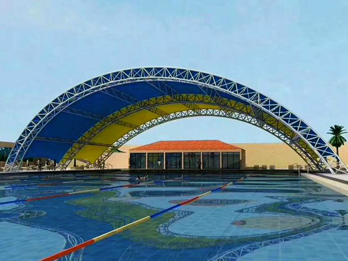 Commercial aquatic tensile structure building