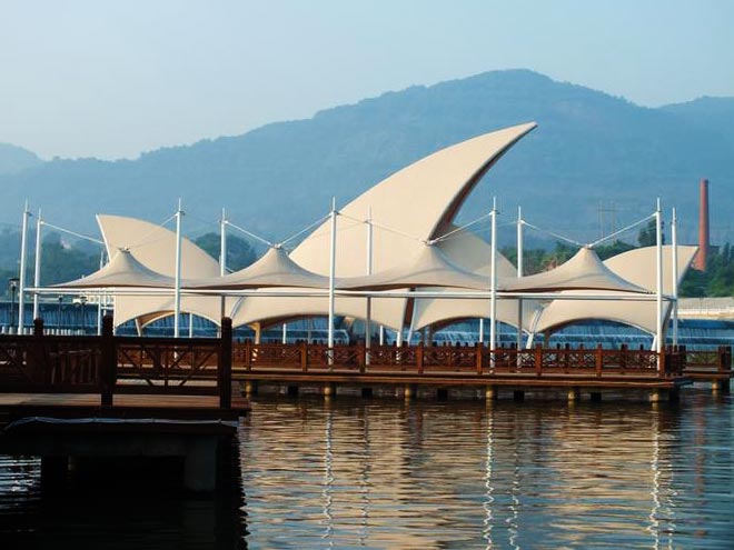 Custom tensile structure in seaside & riverfront park