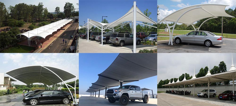 parking lot tensile structure sunshade