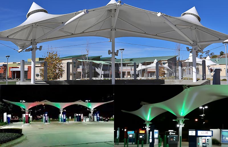 custom tensile structure fabric canopy roof for ATM bank