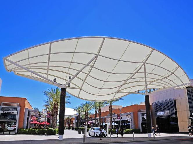 Tensile fabric structure building for public space