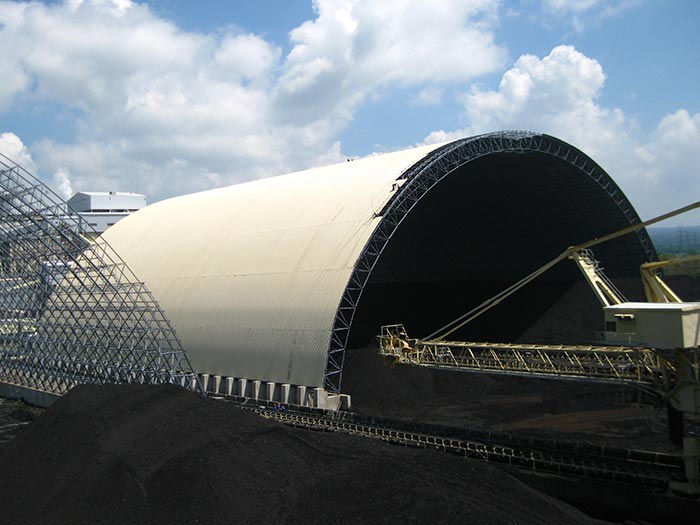 Design tension structures for coal storage shed