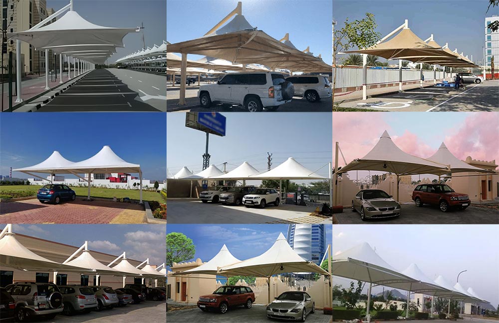 single pole umbrella style car parking shed