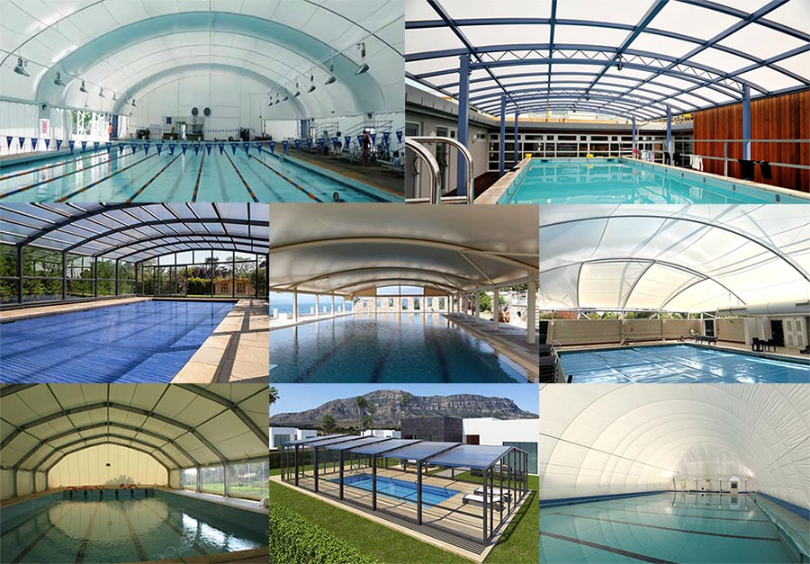 tensile fabric roof structure for indoor pool