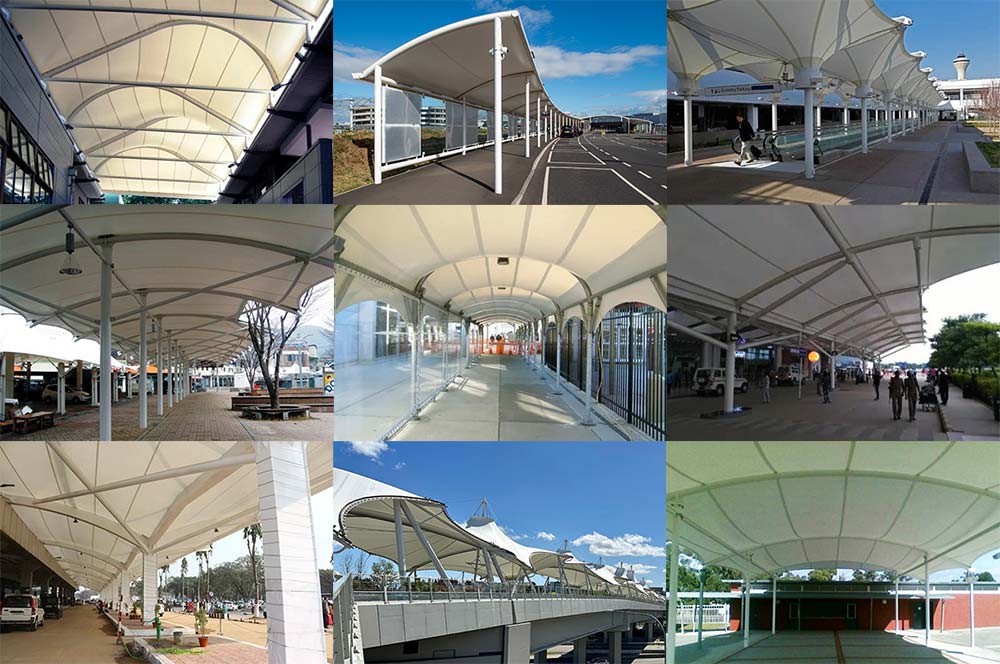 tensile fabric structure for commercial street