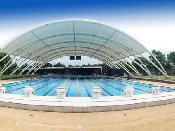 Tensile fabric structure of swimming pool: selection of membrane materials