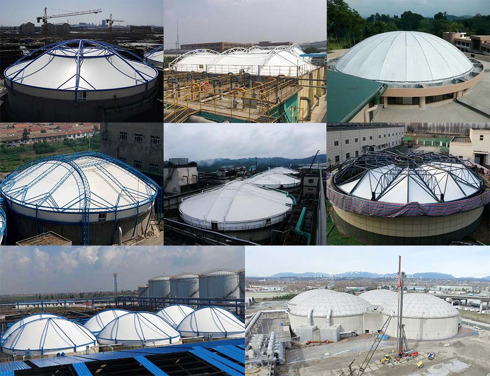 sewage treatment plant dome tensile fabric canopy structure