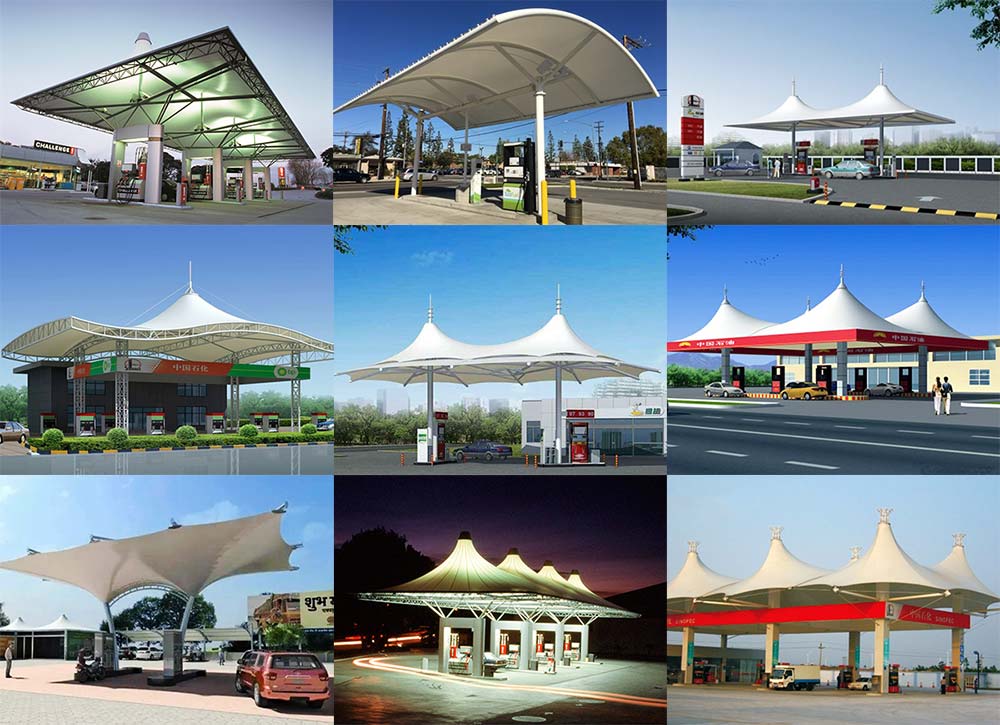 oil and gas fuel station canopy tensile roof structures