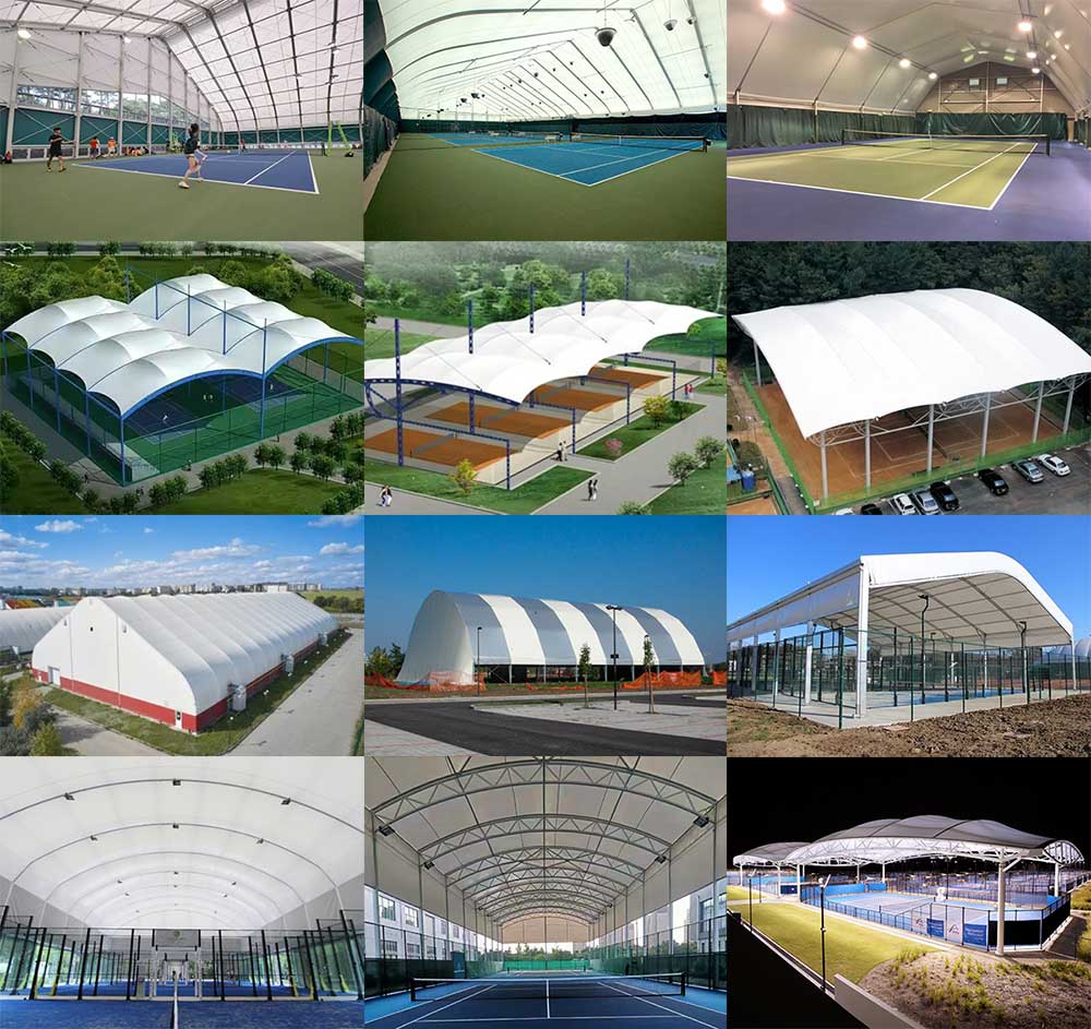 tennis court sunshade canopy tensile fabric shed