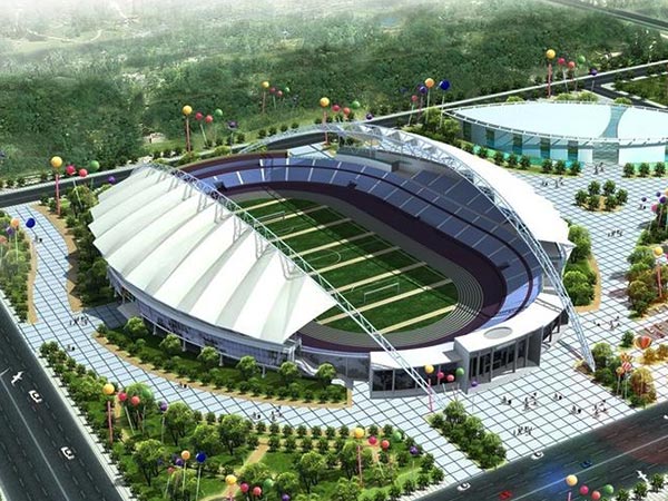 PTFE tensile membrane structure for soccer stadium