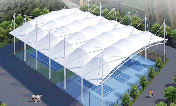 stretch fabric tension structure building